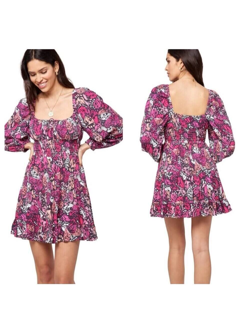 NWT L Space Cassidy Swim Cover Up Mini Dress Butterflies Wings N Things Size XS